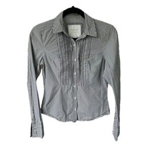 American Eagle AE 100% Cotton Thin Stripe Knife Pleats Button Down Collar Shirt